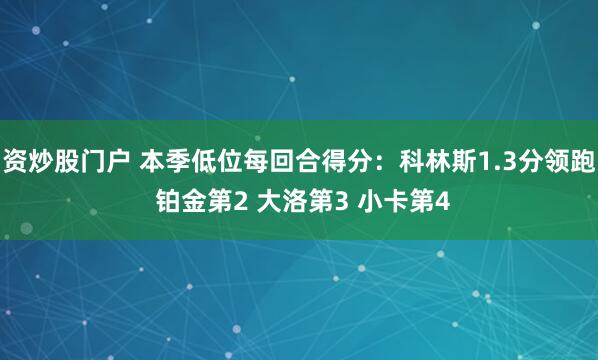 资炒股门户 本季低位每回合得分：科林斯1.3分领跑 铂金第2 大洛第3 小卡第4